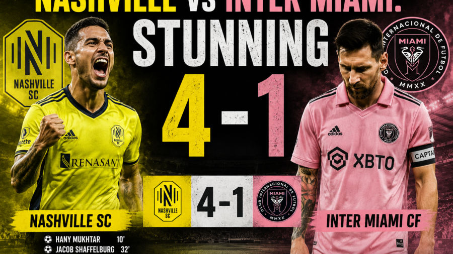 Nashville vs Inter Miami match action at GEODIS Park with Hany Mukhtar celebrating a goal