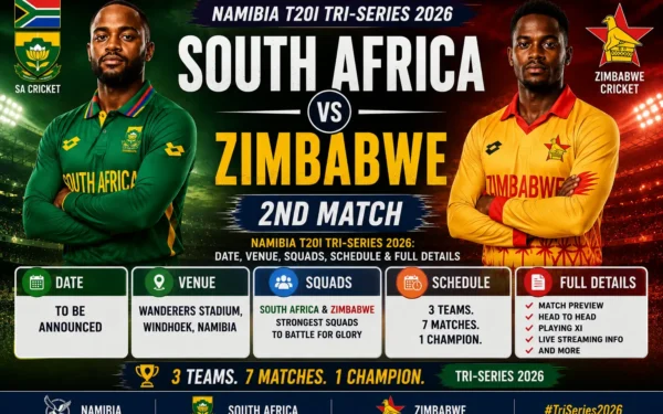 South Africa vs Zimbabwe 2nd Match — Namibia T20I Tri-Series 2026: Date, Venue, Squads, Schedule & Full Details