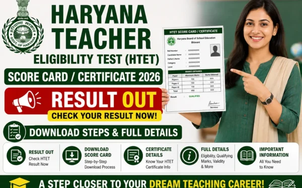 Haryana Teacher Eligibility Test Score Card & Certificate 2026 — Result Out, Download Steps & Full Details