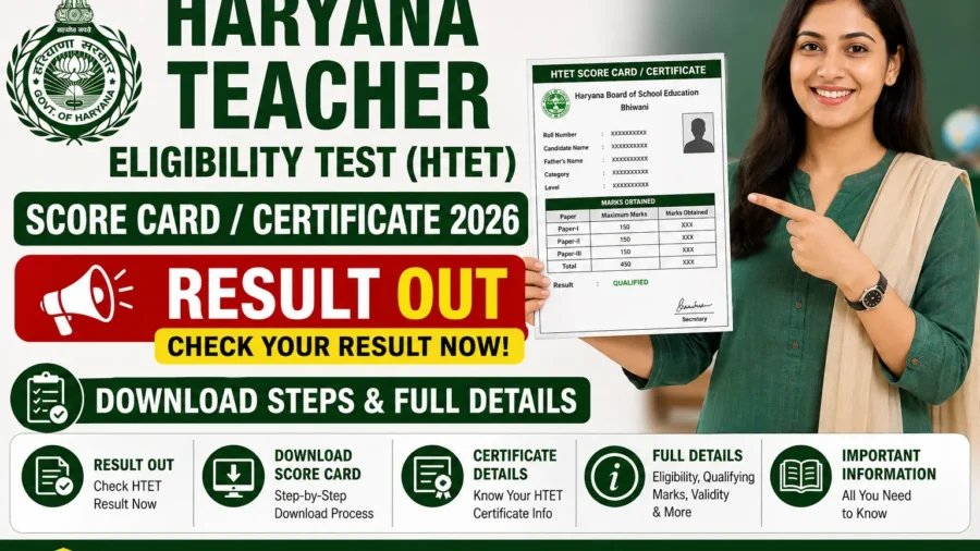 Haryana Teacher Eligibility Test Score Card & Certificate 2026