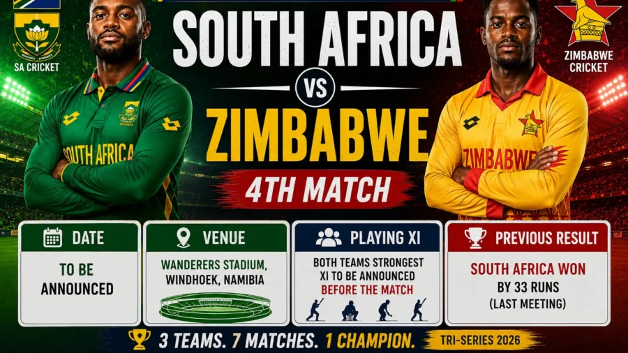South Africa vs Zimbabwe, 4th Match 2026