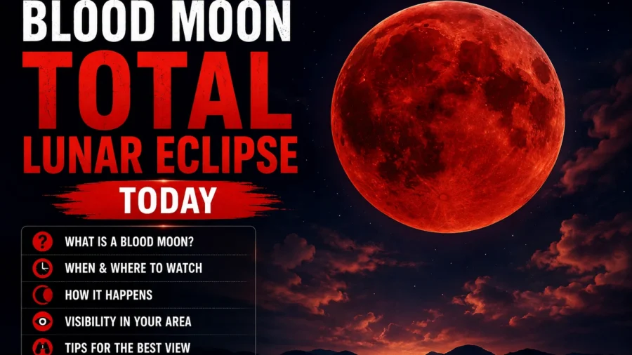 BLOOD MOON TOTAL LUNAR ECLIPSE TODAY