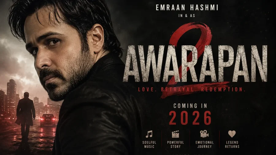 Awarapan 2 poster, Emraan Hashmi new movie, Awarapan 2 release date 2026, official-style Bollywood action drama poster.