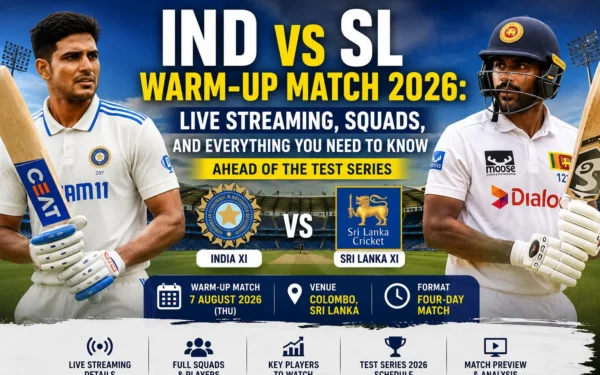 IND vs SL Warm-Up Match 2026 — live streaming, squads and schedule graphic, Colombo, 7 August 2026