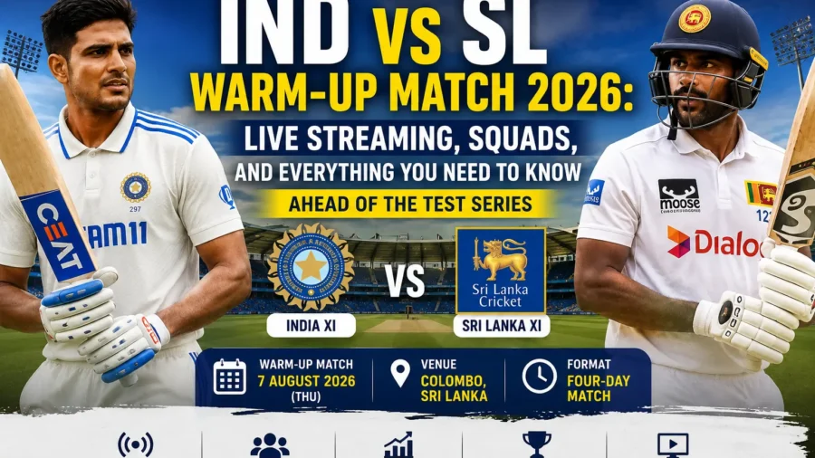 IND vs SL Warm-Up Match 2026 — live streaming, squads and schedule graphic, Colombo, 7 August 2026
