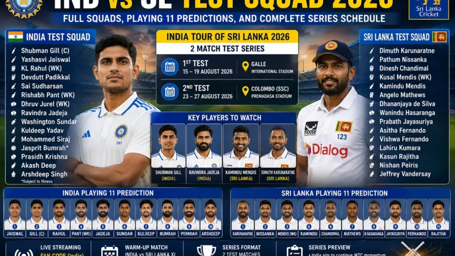 IND vs SL Test Squad 2026