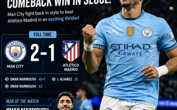 Man City vs Atlético Madrid Today Match Result: Marmoush Brace Powers Comeback Win in Seoul
