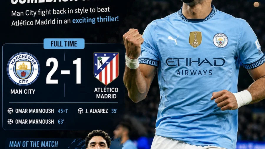 Man City vs Atlético Madrid today match result