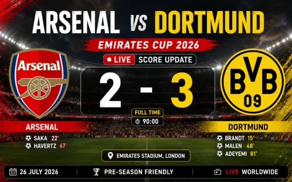 Arsenal vs Dortmund Final Score: Karetsas Stunner Fires Dortmund to Emirates Cup Win